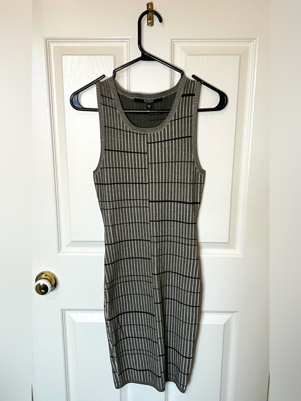 GUESS Olive Green & Black Ribbed Tank Dress